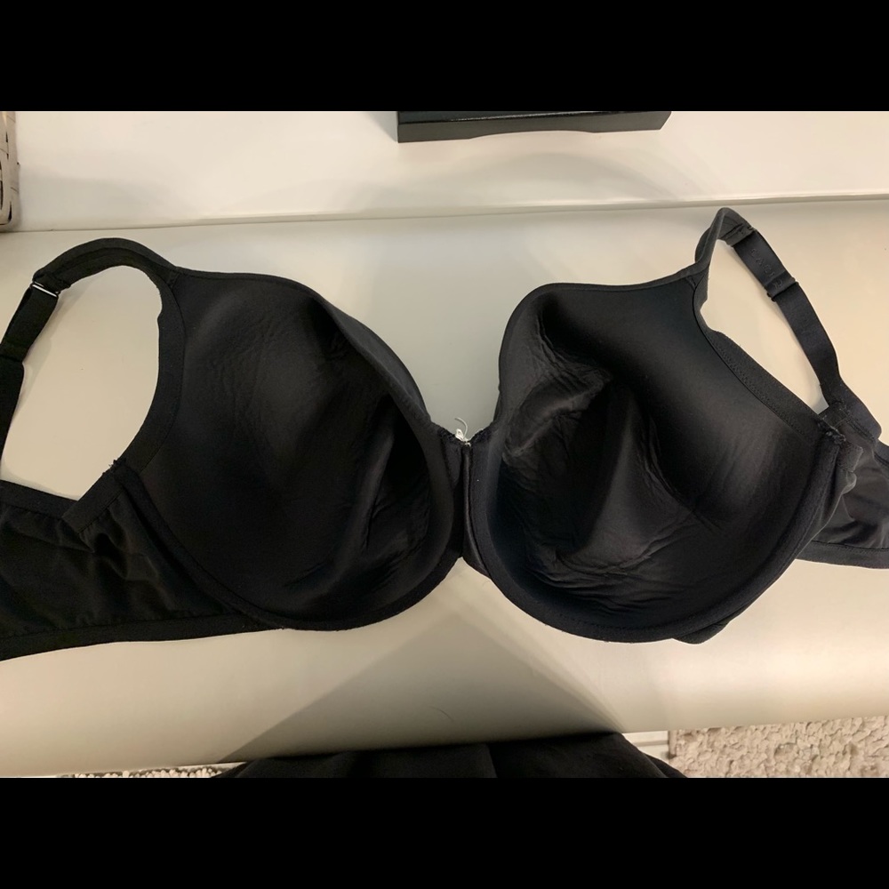 Black Satin Full Coverage Underwire Bra